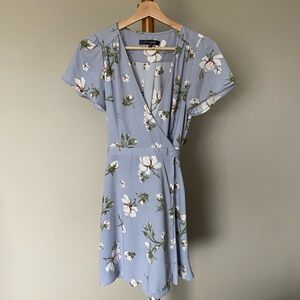 Periwinkle Floral Wrap Dress